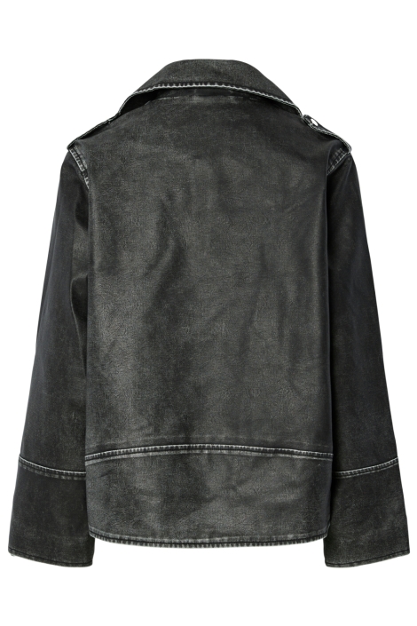Pieces pcjosie coated biker jacket w. belt